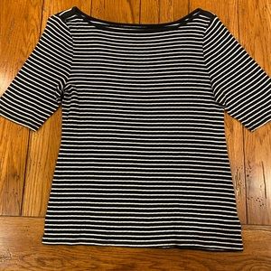 Old Navy black white stripe boatneck top XL